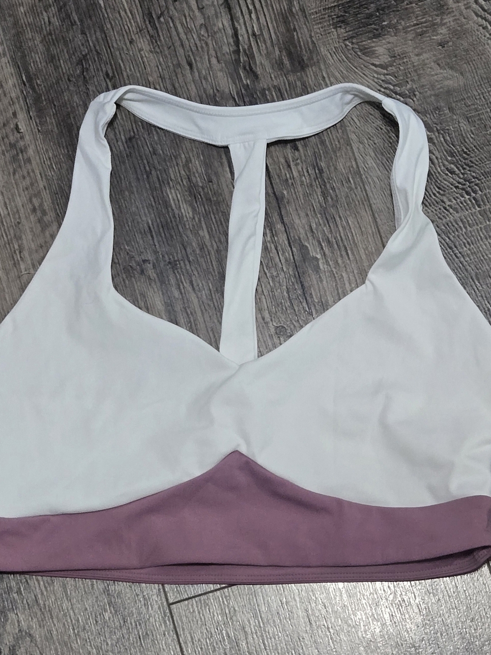 Born Primitve Colorblock T-Back Bralette - White & Mauve
